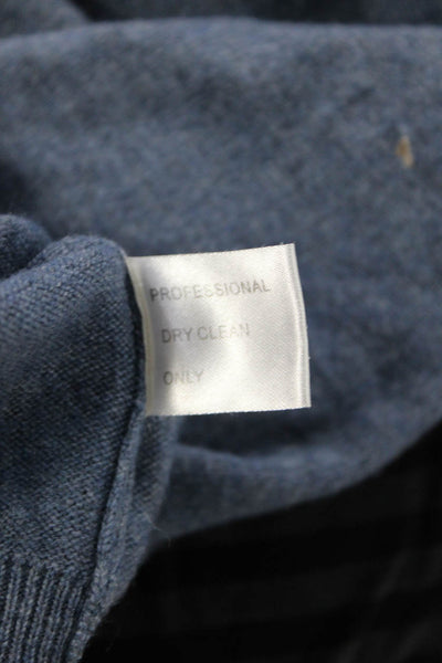 89 Men Mens Pullover Sweater Blue Wool Cashmere Crew Neck Long Sleeve Size L