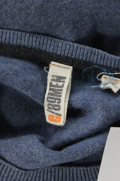 89 Men Mens Pullover Sweater Blue Wool Cashmere Crew Neck Long Sleeve Size L