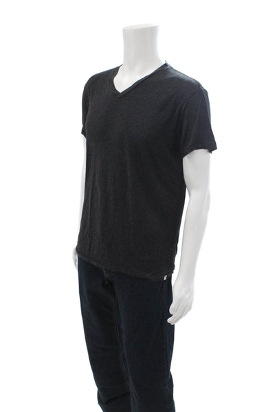 SOL ANGELES Mens Black V-Neck Short Sleeve T-Shirt Viscose Polyester Size M