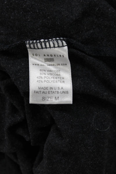 SOL ANGELES Mens Black V-Neck Short Sleeve T-Shirt Viscose Polyester Size M
