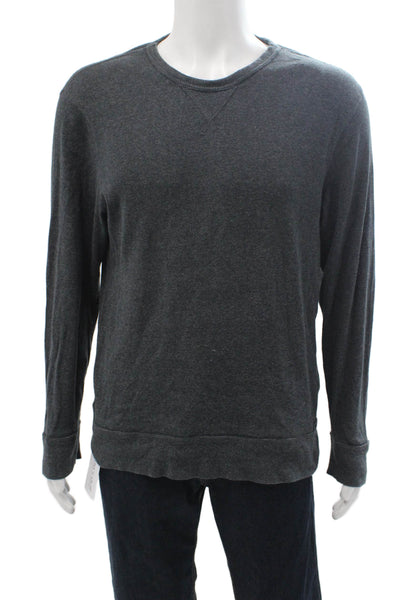 J Crew Men Pullover Sweatshirts Dark Gray Crew Neck Cotton Long Sleeve Size L