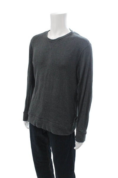 J Crew Men Pullover Sweatshirts Dark Gray Crew Neck Cotton Long Sleeve Size L