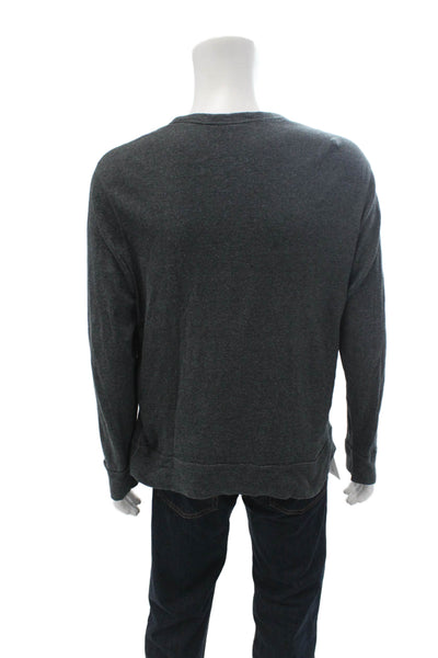 J Crew Men Pullover Sweatshirts Dark Gray Crew Neck Cotton Long Sleeve Size L