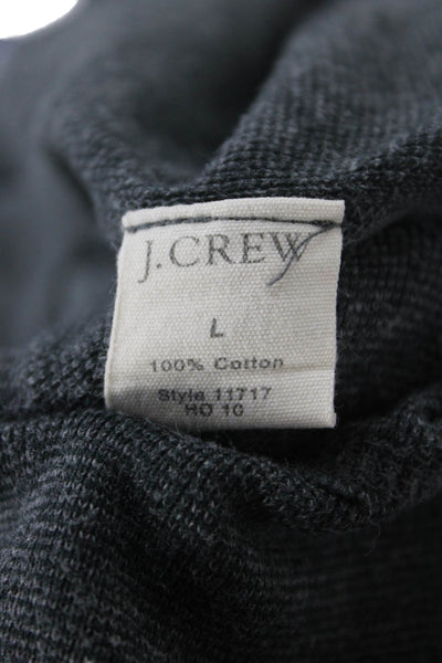 J Crew Men Pullover Sweatshirts Dark Gray Crew Neck Cotton Long Sleeve Size L