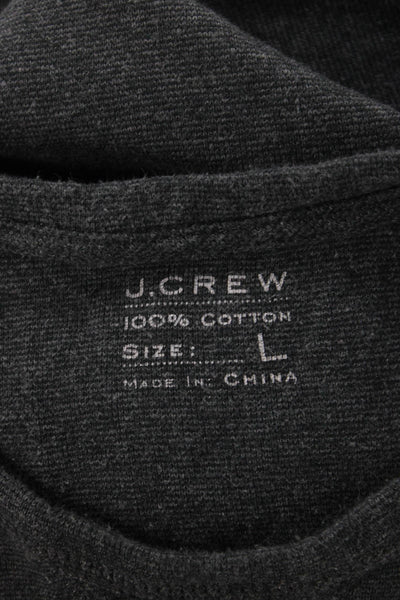 J Crew Men Pullover Sweatshirts Dark Gray Crew Neck Cotton Long Sleeve Size L