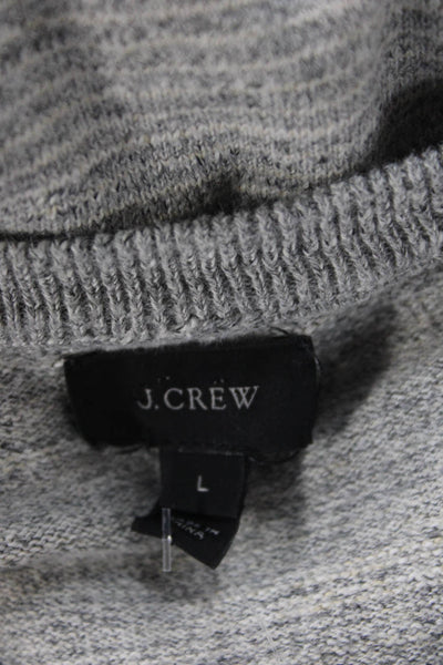 J Crew Mens Gray Striped Cotton Crew Neck Pullover Long Sleeve Size L