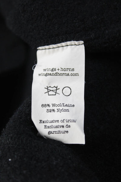 wings + horns Mens Black Pullover Crewneck 68% Wool 32% Nylon Size L