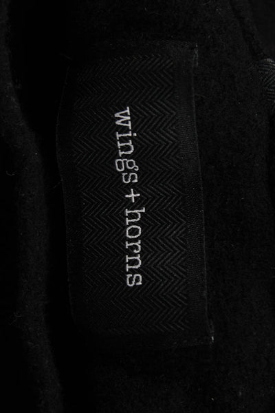 wings + horns Mens Black Pullover Crewneck 68% Wool 32% Nylon Size L