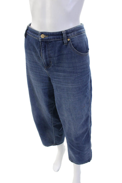 Liverpool Los Angeles Women Wide Leg Cropped Dark Blue Jeans Button Size 14