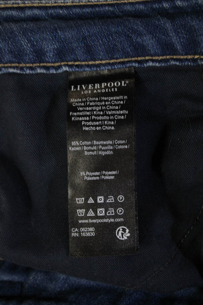 Liverpool Los Angeles Women Wide Leg Cropped Dark Blue Jeans Button Size 14