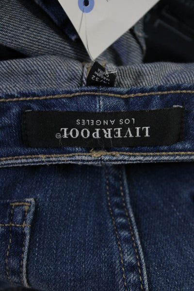Liverpool Los Angeles Women Wide Leg Cropped Dark Blue Jeans Button Size 14