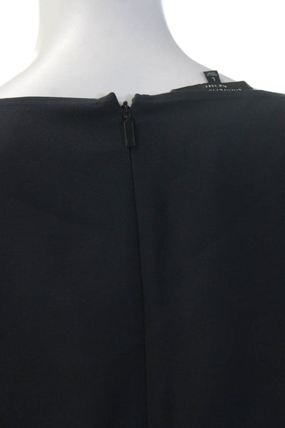 Lafayette 148 New York Womens Black Shift Dress Long Sleeve Zip Size L