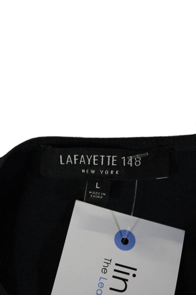 Lafayette 148 New York Womens Black Shift Dress Long Sleeve Zip Size L