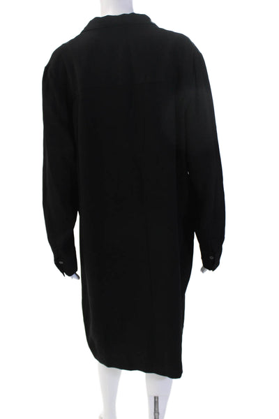 Gerard Darel Women Shift Dress Black V-Neck Long Sleeve Button Size 44