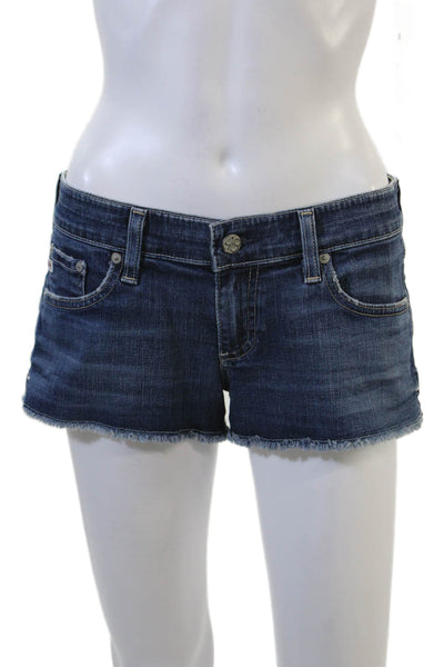AG Adriano Goldschmied Unisex Dark Blue 100% Cotton Solid Beach Shorts Size 27