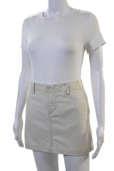 Express Womens Mini Pencil Skirt Beige Cotton Spandex Size 4