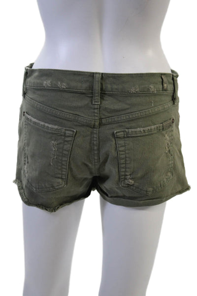 7 For All Mankind Unisex Army Green Shorts Cotton Spandex Size 27