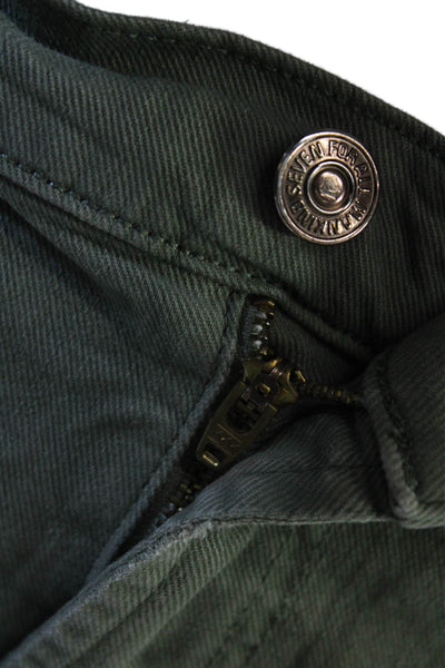 7 For All Mankind Unisex Army Green Shorts Cotton Spandex Size 27