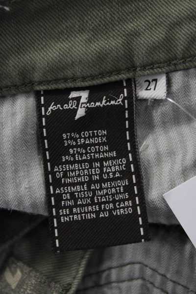 7 For All Mankind Unisex Army Green Shorts Cotton Spandex Size 27
