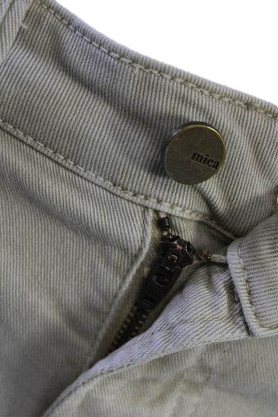 Mica Unisex Beige Grunge Button Cotton Spandex Shorts Size XS