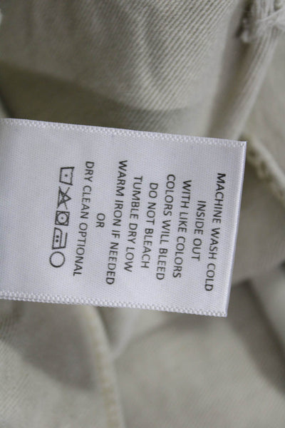 Mica Unisex Beige Grunge Button Cotton Spandex Shorts Size XS