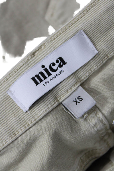 Mica Unisex Beige Grunge Button Cotton Spandex Shorts Size XS