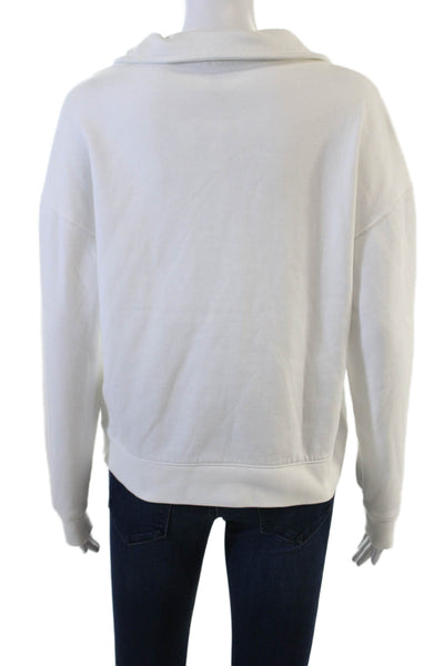 Banana Republic Women White V-Neck Long Sleeve Sweatshirt Petite Size S