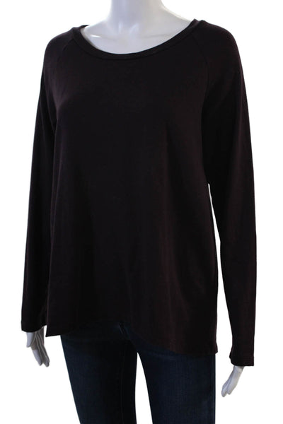 Ink Love And Peace Womens Black Rayon Round Neck Long Sleeve Basic Top Size S