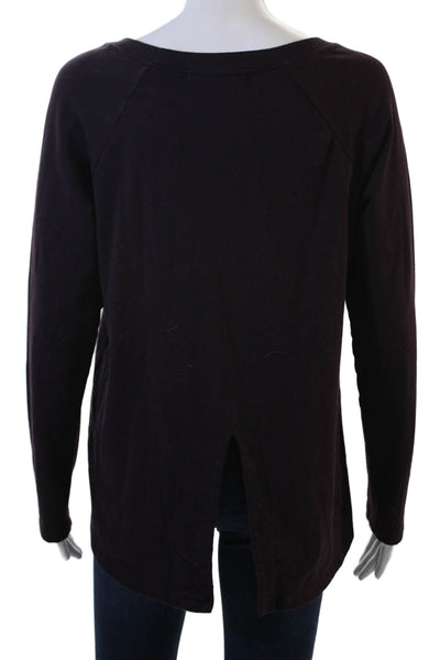 Ink Love And Peace Womens Black Rayon Round Neck Long Sleeve Basic Top Size S