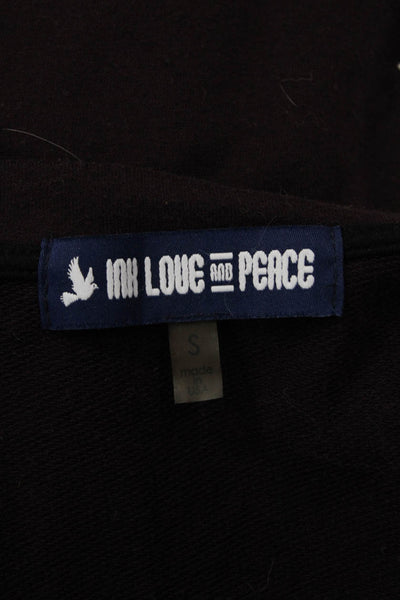 Ink Love And Peace Womens Black Rayon Round Neck Long Sleeve Basic Top Size S