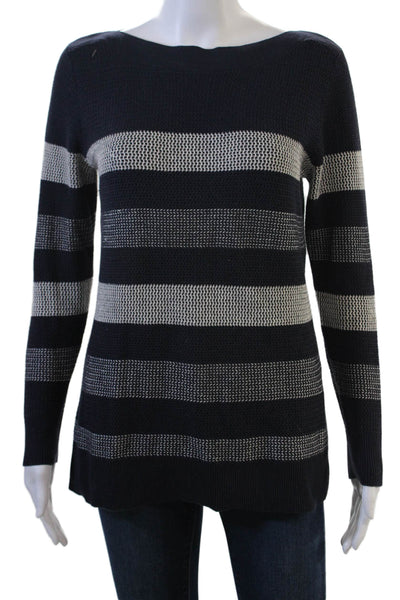 Market + Spruce Unisex Dark Blue Striped Pullover Sweater Long Sleeve Size S
