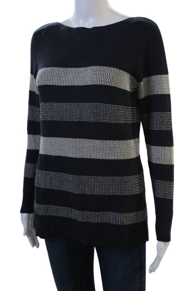 Market + Spruce Unisex Dark Blue Striped Pullover Sweater Long Sleeve Size S