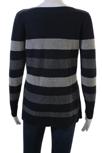 Market + Spruce Unisex Dark Blue Striped Pullover Sweater Long Sleeve Size S