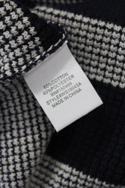 Market + Spruce Unisex Dark Blue Striped Pullover Sweater Long Sleeve Size S