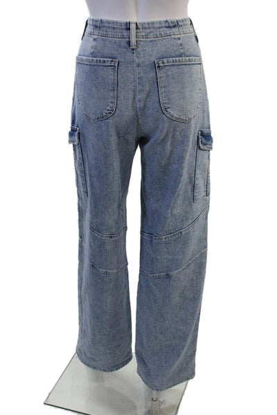 L'Agence Womens Wide Leg Jeans Light Blue High Rise Button Closure Size 26