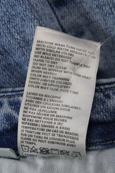 L'Agence Womens Wide Leg Jeans Light Blue High Rise Button Closure Size 26