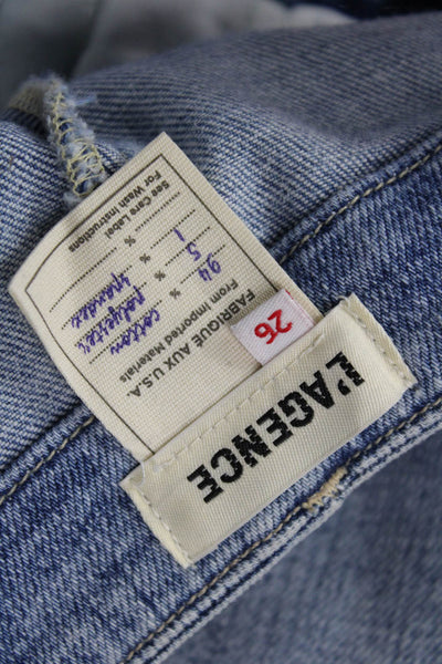 L'Agence Womens Wide Leg Jeans Light Blue High Rise Button Closure Size 26