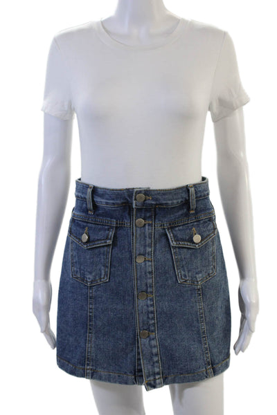 AB Denim Women Mini Skort Dark Blue 100% Cotton Solid Size M