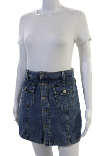 AB Denim Women Mini Skort Dark Blue 100% Cotton Solid Size M