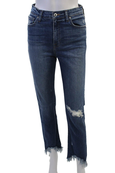 Jonathan Simkhai Womens Cropped Straight Dark Blue Jeans High Rise Size 26