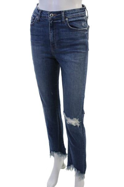 Jonathan Simkhai Womens Cropped Straight Dark Blue Jeans High Rise Size 26