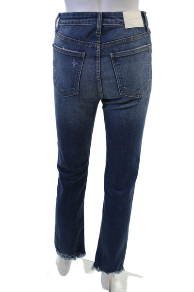 Jonathan Simkhai Womens Cropped Straight Dark Blue Jeans High Rise Size 26