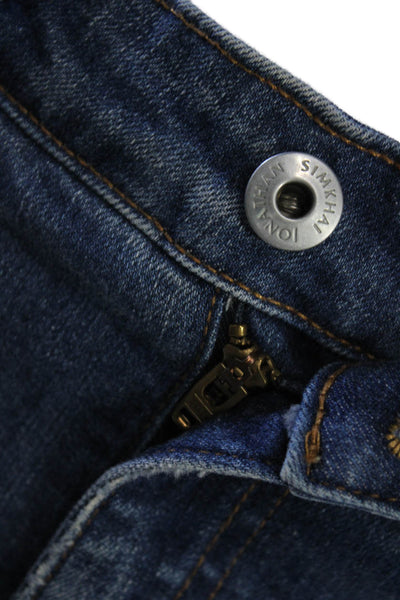 Jonathan Simkhai Womens Cropped Straight Dark Blue Jeans High Rise Size 26