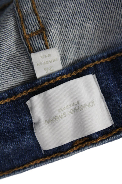 Jonathan Simkhai Womens Cropped Straight Dark Blue Jeans High Rise Size 26