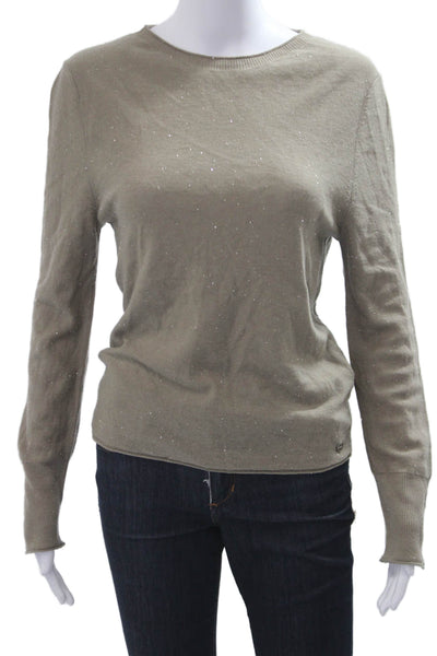 Marccain Unisex Beige Wool Pullover Crew Neck Long Sleeve Sweater Size 4