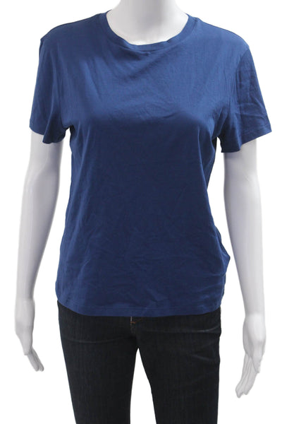 Theory Womens Basic Short Sleeve Crew Neck Pima Cotton T-Shirt Blue Size L