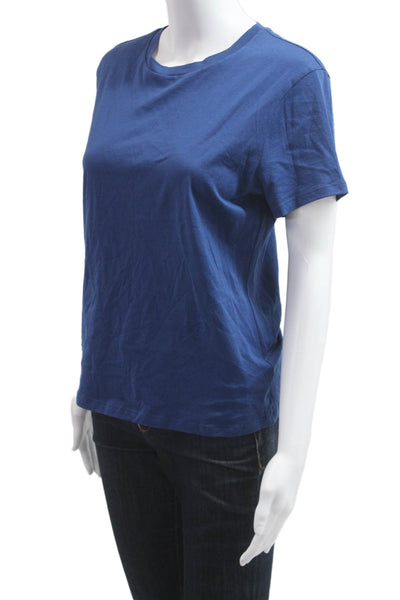 Theory Womens Basic Short Sleeve Crew Neck Pima Cotton T-Shirt Blue Size L