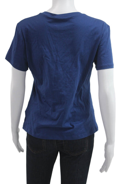 Theory Womens Basic Short Sleeve Crew Neck Pima Cotton T-Shirt Blue Size L