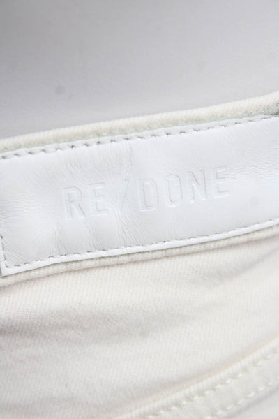 Re/Done Womens White High Rise Cropped Straight Ankle Jeans Size 25