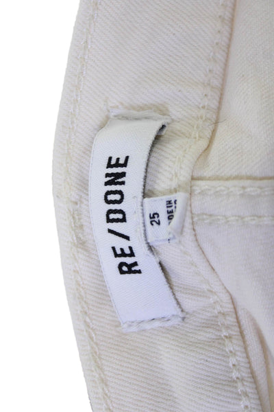 Re/Done Womens White High Rise Cropped Straight Ankle Jeans Size 25
